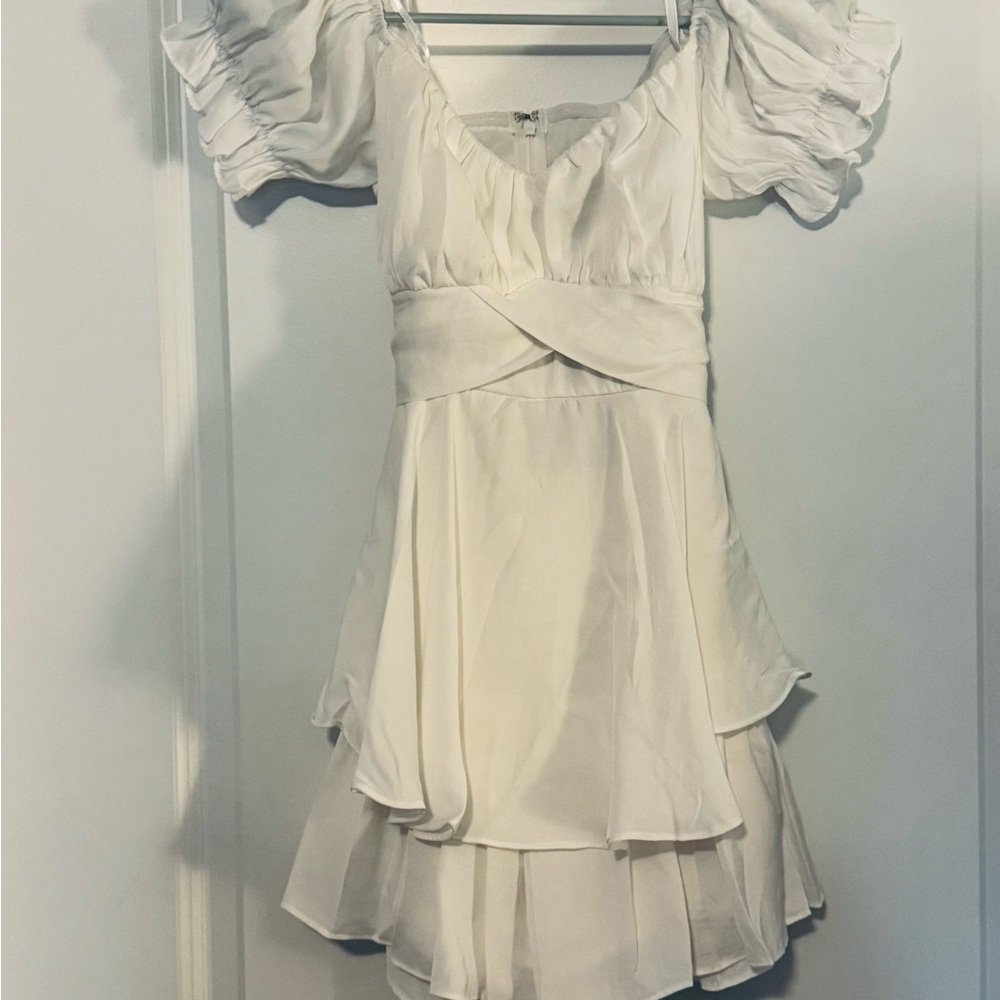 Angel Biba White Layered Mini Dress